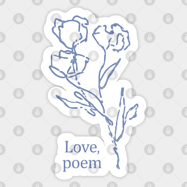 Love Poem Blue Flower Doodle Sticker by riss03